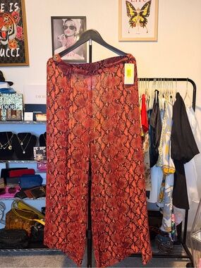 MICHAEL Michael Kors Red Snake-Print Swim Coverup Pants SIZE MEDIUM